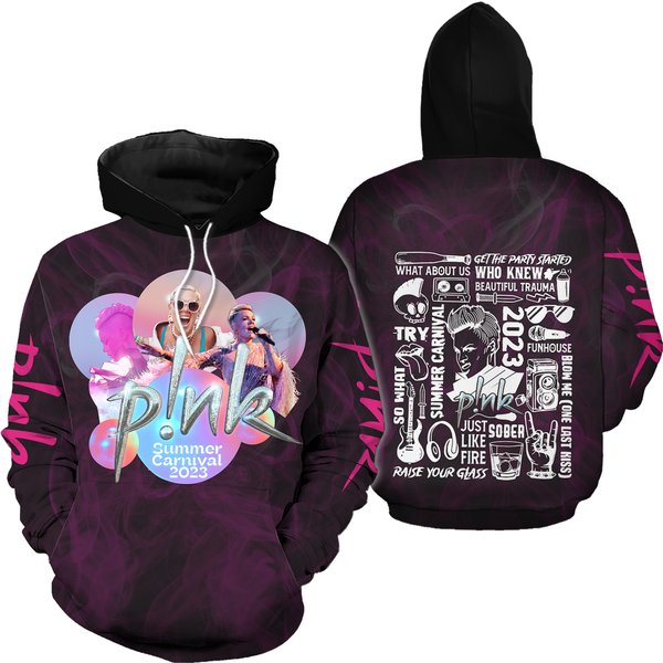 Pink Shirt, Concert 2023 P!Nk 3D Hoodie-image