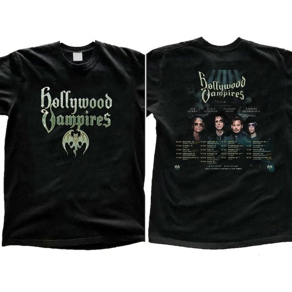 Hollywood Vampires 2023 World Tour Shirt, Vintage Hollywood Vampires Band Shirt-image