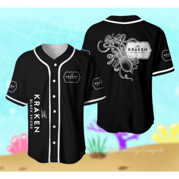 Black Kraken Halloween Baseball Jersey, Summer Halloween Tropical-image