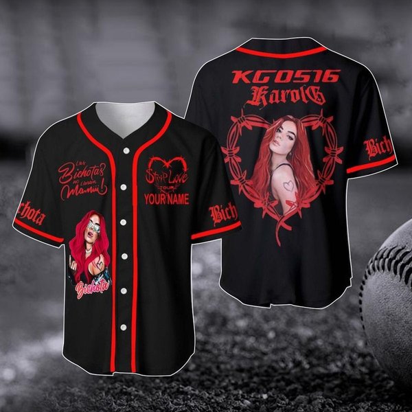 Personalized Karol G Red Hair Baseball Jersey-image