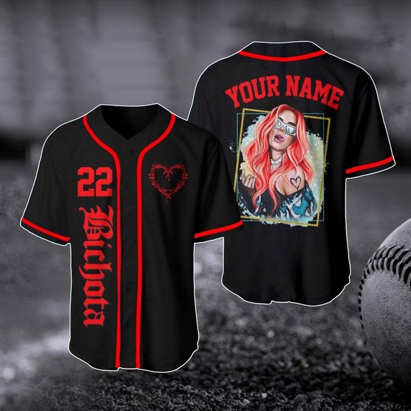 Customized Karol G Red Hair Baseball Jersey, La Bichota Tee, Mana Sera Bonito Shirt-image