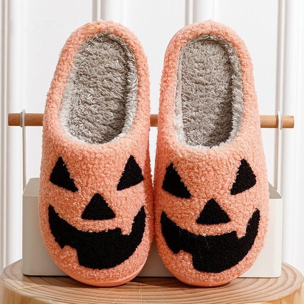 Halloween Fluffy Slippers - Pumpkin Spooky Slipper