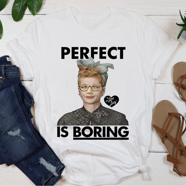 I Love Lucy Perfect Is Boring Kid's White T-Shirts-image