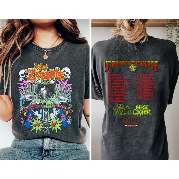 Rob Zombie Freaks On Parade Tour 2023 Shirts, Rob Zombie Alice Cooper Dates Shirt-image