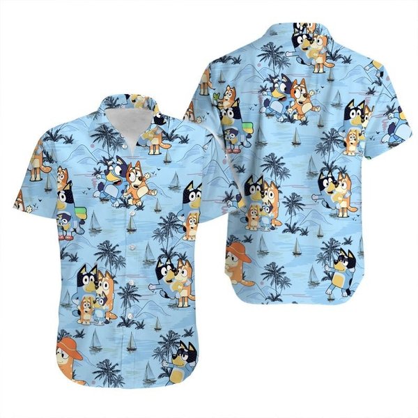 Blueys Hawaiian Shirt, Cartoon T-Shirt For Adults Young Tropical Summer Vacation Hawaiian-image