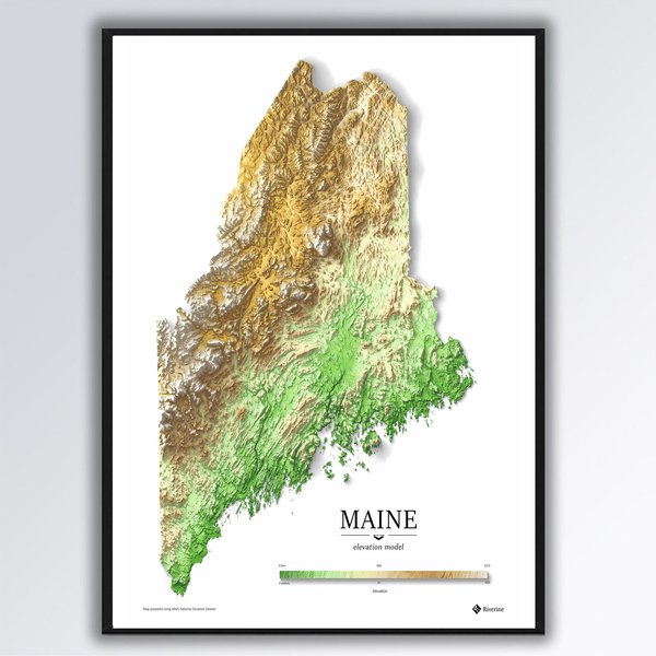 1980 Maine Relief Map 3D Premium Matte Vertical Poster-image