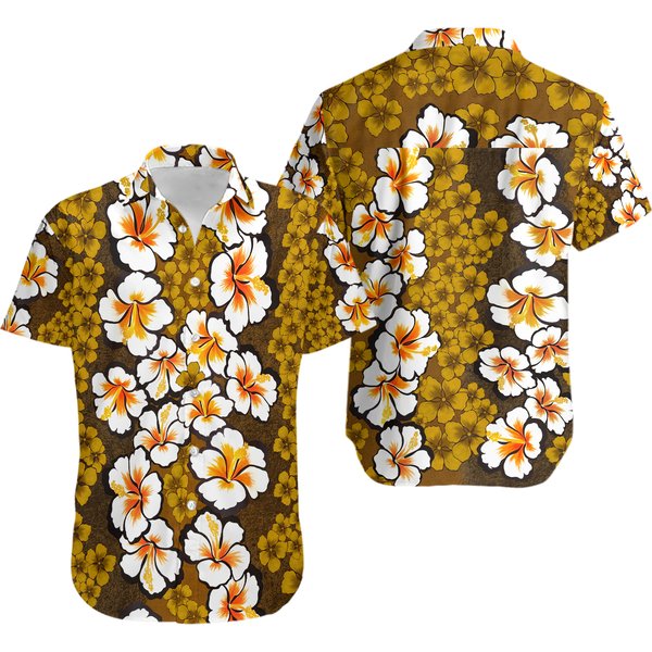 Vintage 1960S Tiki Floral Mod Barkcloth Cotton Hawaiian Shirt-image