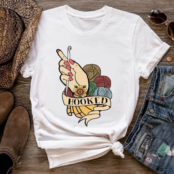 Humorous Hooked Crochet Gift Shirt