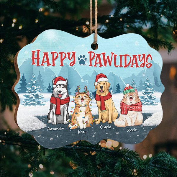 Happy Pawlidays - Dog &Amp; Cat Personalized Custom Ornament - Christmas Gift For Pet Owners, Pet Lovers-image