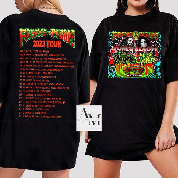 Rob Zombie And Alice Cooper Freaks On Parade Tour Shirt-image