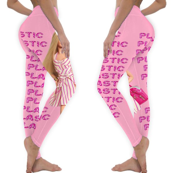 "Plastic" Glitter Pink Pastel Leggings-image