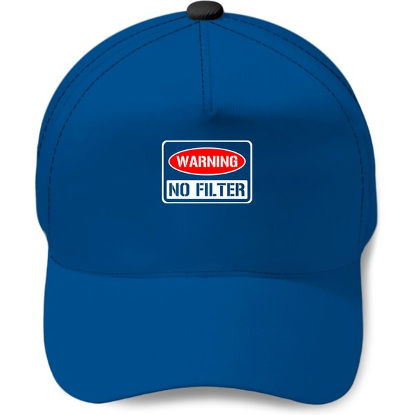 Warning No Filter Sarcastic Pun Danger Caution Baseball Cap-image