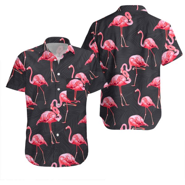 Black Button Down Hawaiian Shirt-image