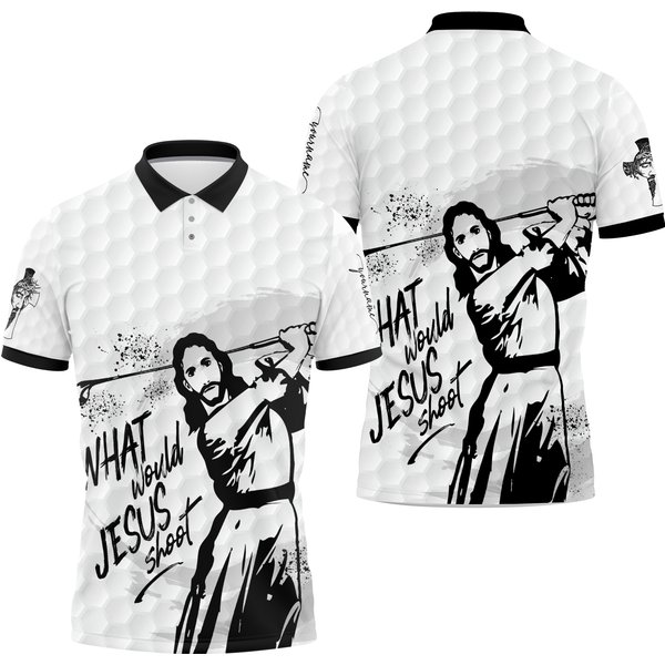What Would Jesus Shoot Black And White Custom Personalized 3d All Over Print Polo Shirt
