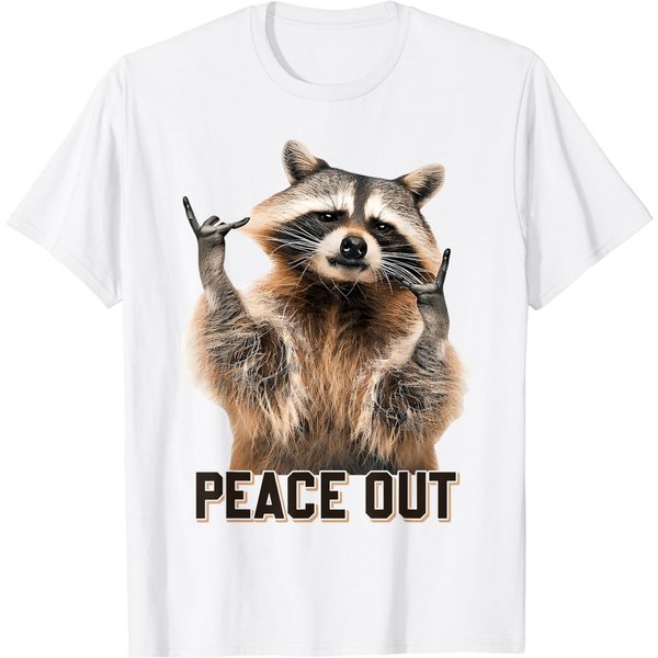 Funny Raccoon Peace Out Sarcastic Raccoon Trashed Panda T-shirt