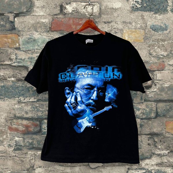 Vintage Eric Clapton Shirt Black Band Tee Blue 1998 World Tour-image
