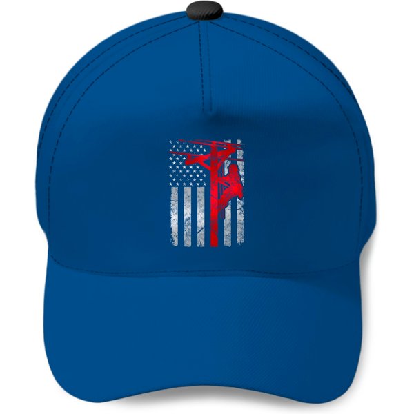 Lineman Flag Distressed Usa Patriotic Thin Red Line Baseball Cap-image