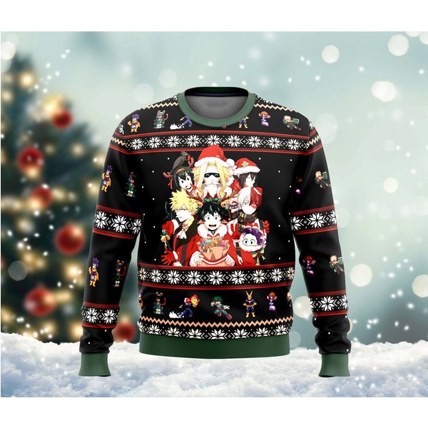 Hero Anime Xmas Ugly Xmas Sweater, Boku No Holiday