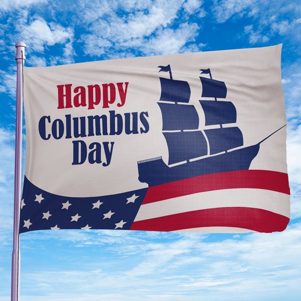 Columbus Day Flag, Columbus Day House Flags-image