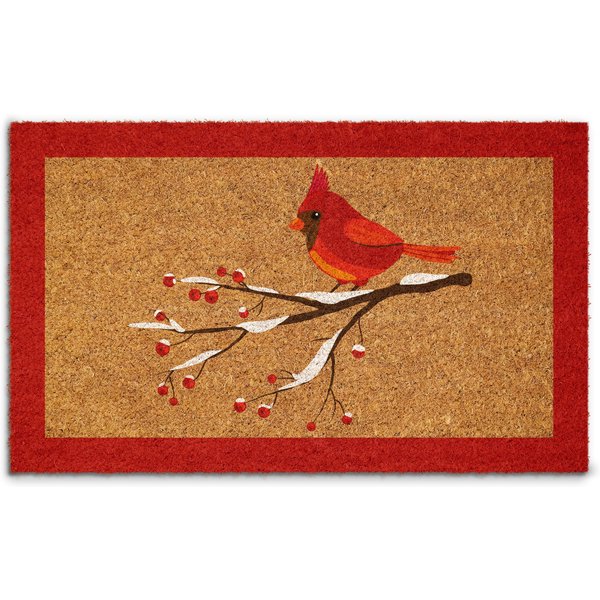 Christmas Cardinal Bird, Christmas Snow Coir Door Mat, Front Door Mat, Outdoor Mats, Funny Doormat-image
