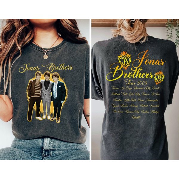Vintage Jonas Brothers Tour Shirt 2008, Jonas Brothers Tour T Shirt-image