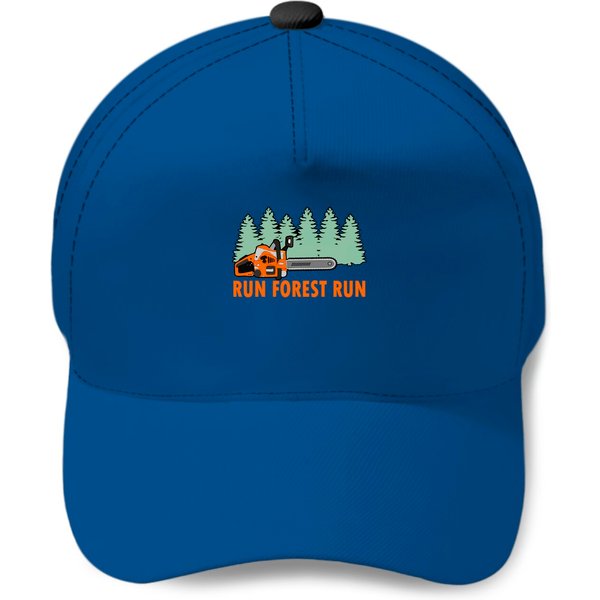 Chainsaw Run Forest Run Funny Lumberjack Baseball Cap-image