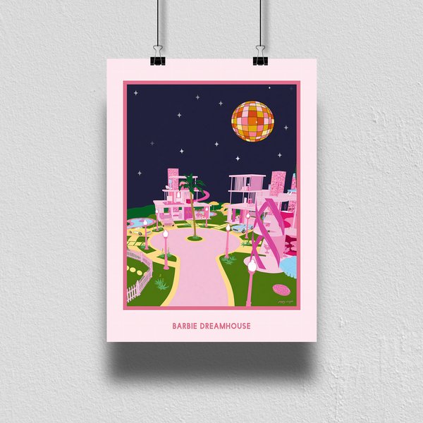 Barbie Movie Inspired Print | Barbie Dreamhouse Print | Pink Wall Art Poster-image