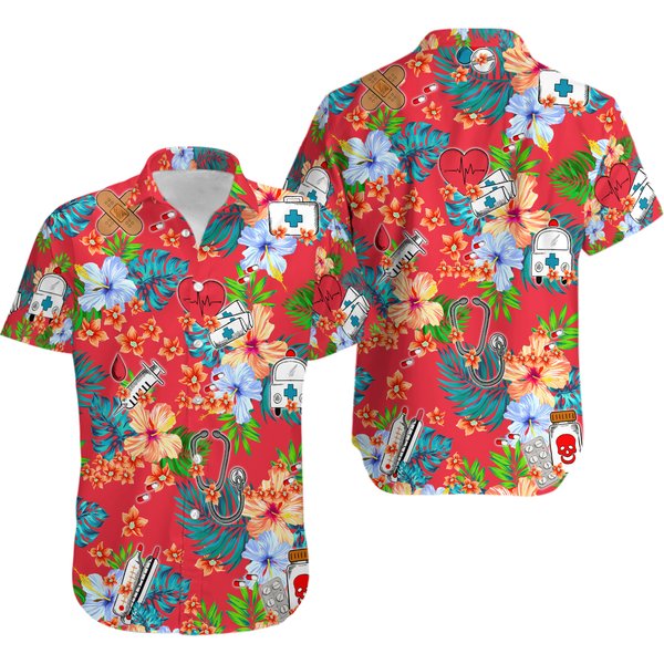 Red Vintage Doctor Hawaii T-Shirt, Crna Nurse Shirts-image