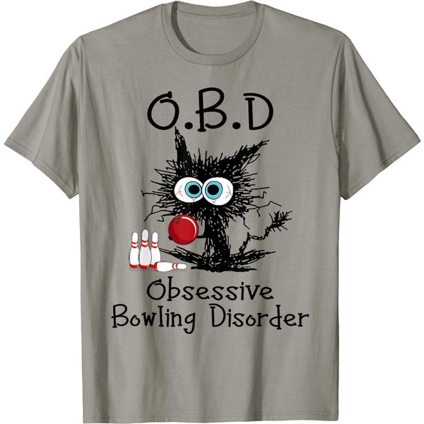 Obd Obsessive Bowling Disorder Funny Black Cat Bowling T-shirt