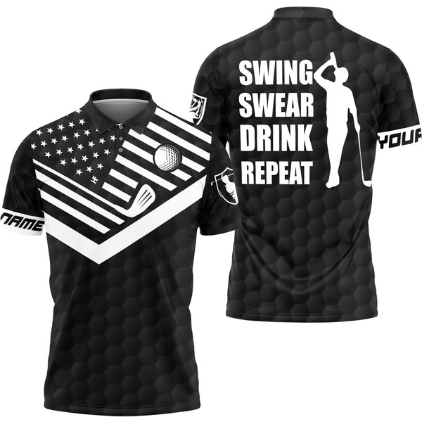 Swing Swear Drink Repeat Golf Polo Shirt-image