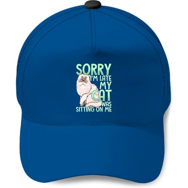 Sorry I'm Late Late My Cat Was Sitting On Me I Cat Baseball Cap-image