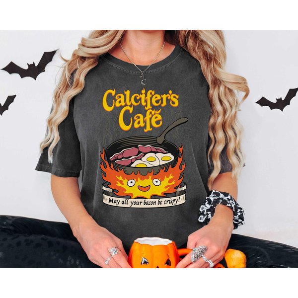 Calcifer Cafe Unisex T-Shirt, Howl's Moving Castle Shirt, Anime Howl's Moving Castle Shirt, The Movie Shirt, Gift For Fan-image