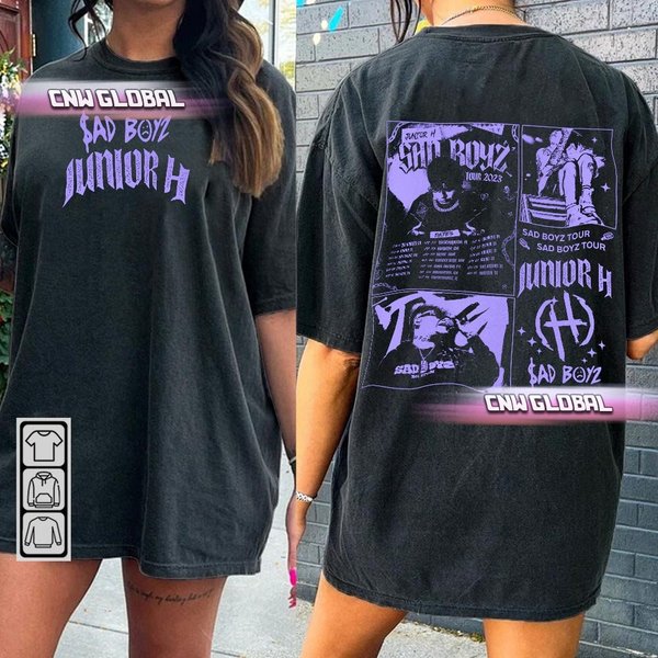 Junior H Music Shirt 2 Sides, Sad Boiz World Tour 2023 T Shirt-image