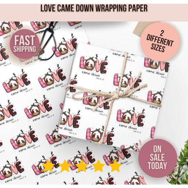 Love Came Down Nativity Scene Wrapping Paper, Christmas Wrapping Paper Rolls, Christmas Gift Wrap Paper-image