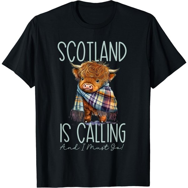 Scotland Is Calling And I Must Go! Highland Cow T-Shirt-image