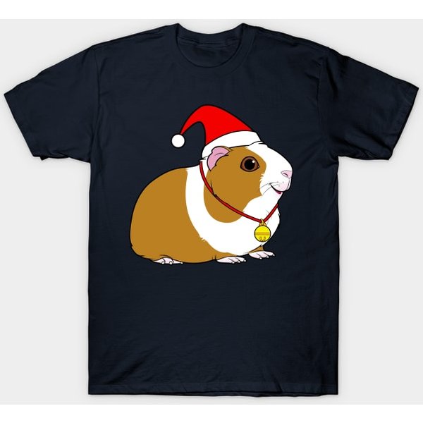 Guinea Pig In A Santa Hat At Christmas - Guinea Pig Christmas - T-shirt