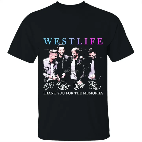Westlife Band Signature Of Members Cotton Unisex Black Shirt-image