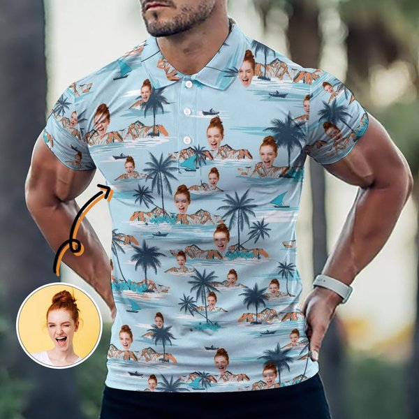 Custom Polo Shirt With Picture Logo Face Photo Printed Polo Shirt Birthday Gifts-image