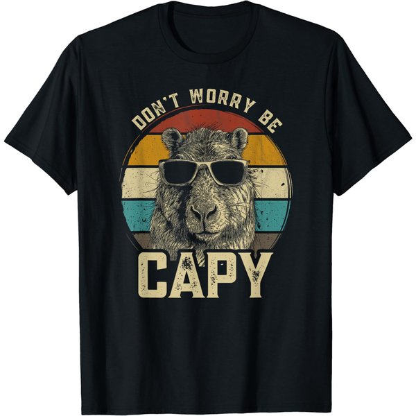 Capybara Dont Be Worry Be Capy Funny Animal Capybara Lover T-Shirt-image