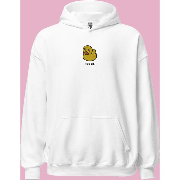 Cute Quack Duck Embroidery Hoodie-image
