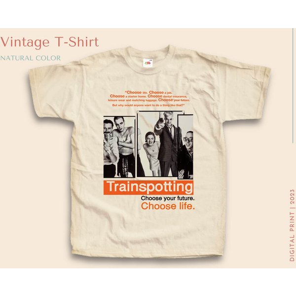 Vintage Tshirt Trainspotting Natural Color Men Woman Unisex T-Shirt-image