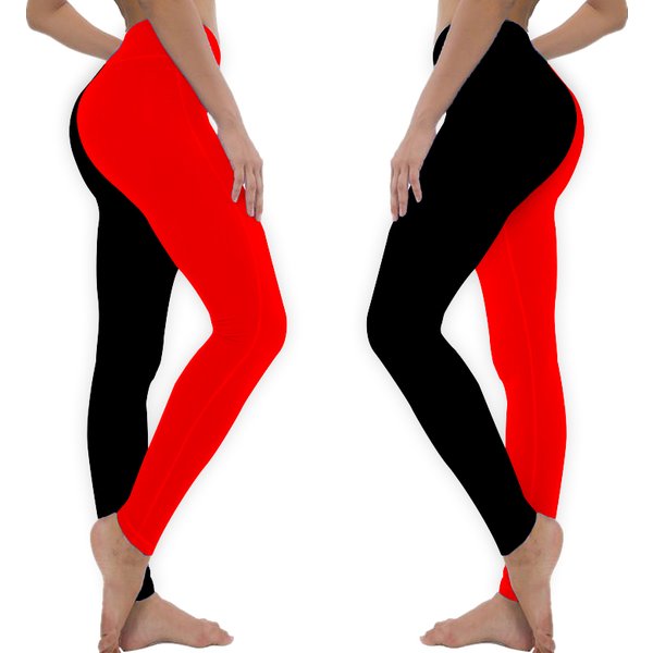 Half Black Half Red Leggings-image