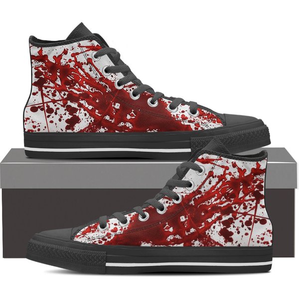 Blood Splattered Shoes, Bloody Shoes, Mens Blood Stained Halloween High Top Sneaker