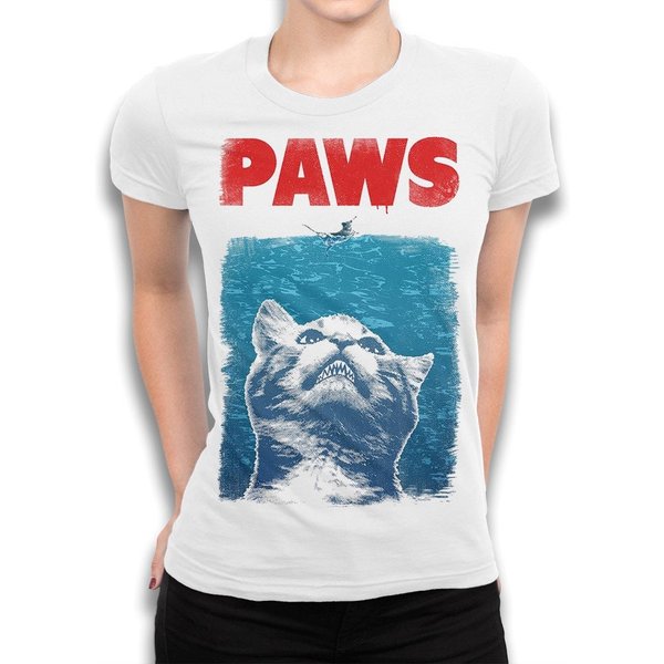 Cat Paws Jaws Funny T-Shirt Vintage Movie Summer T Shirt-image
