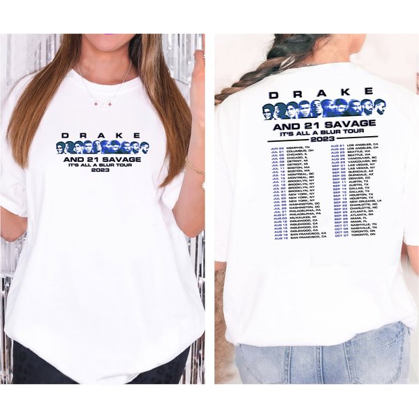 Drake 21 Tour Dates Cities T-Shirt, It's All A Blur Tour 2023-image