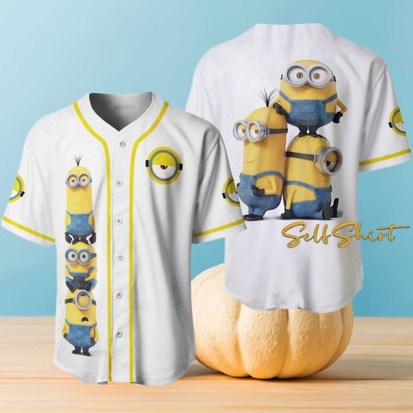 Minions White Jersey Baseball Shirts Baseball Jersey-image