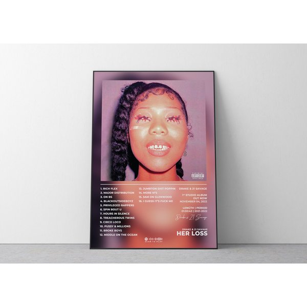 Album Poster Her Loss Drake & 21 Savage | Rap Album Poster-image