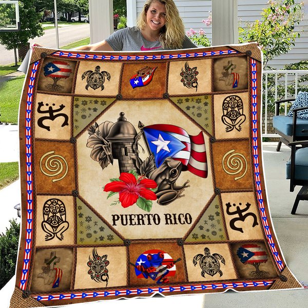 Puerto Rico Taino Symbols Fleece Blanket