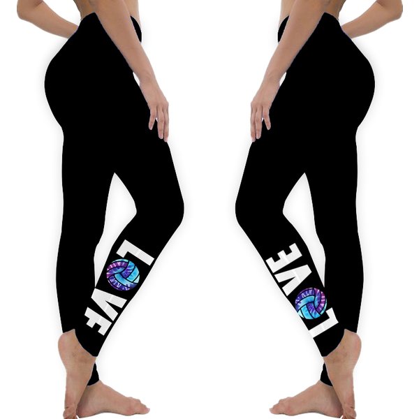 Volleyball Love Tie Dye Pattern Printed Women Leggings-image