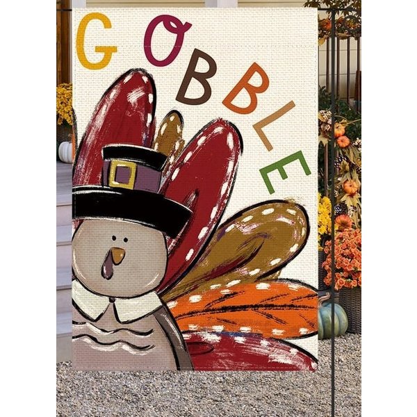 Gobble Turkey Thanksgiving Garden Flag-image